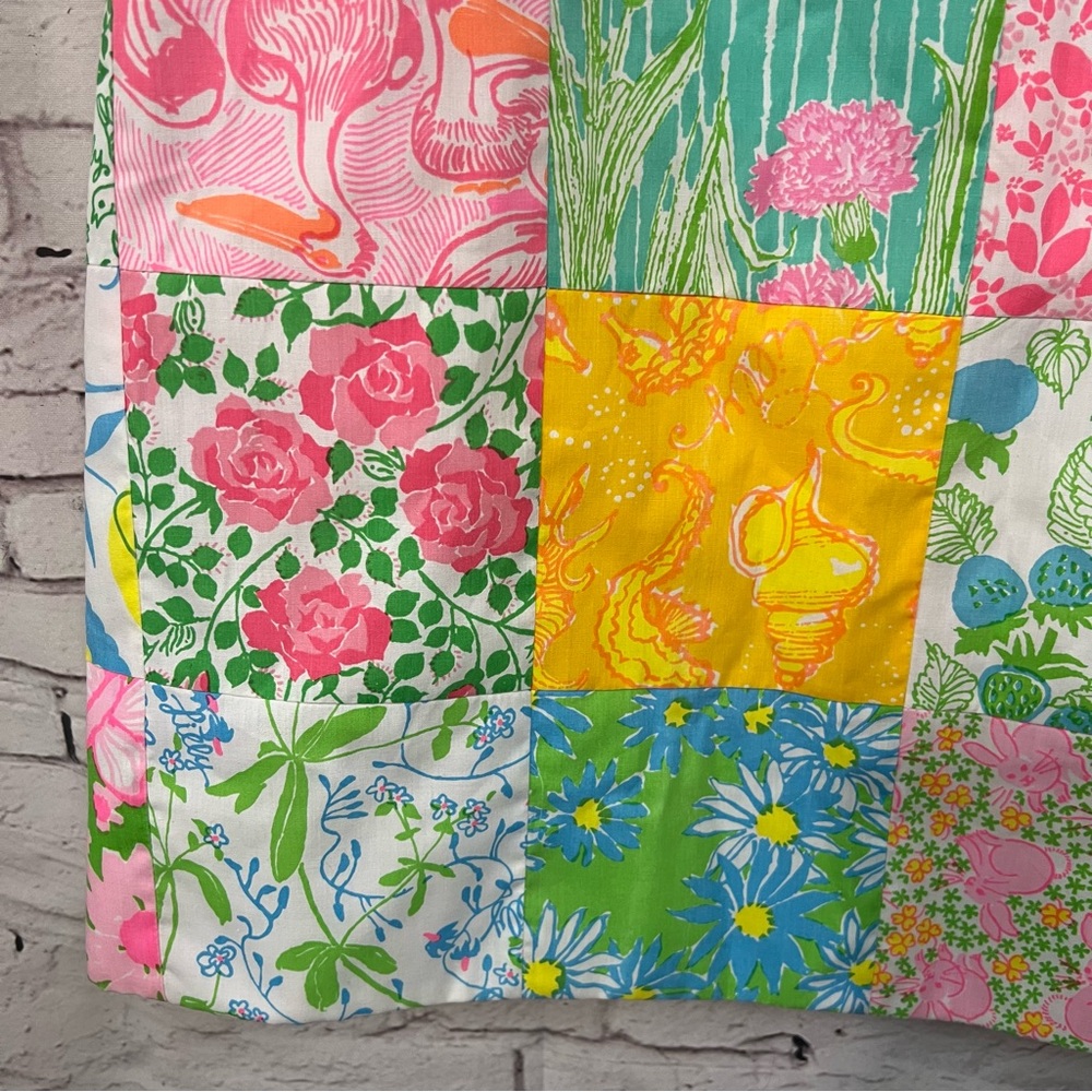 Vintage 70s Lilly Pulitzer Patchwork Midi Skirt Sz 10 Floral Bunnies Berries - Picture 10 of 16